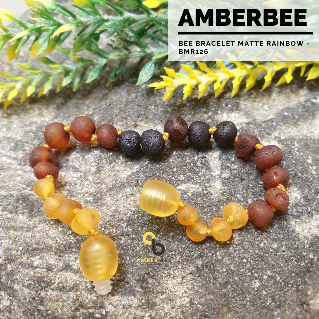 Kalung Amber Pereda Nyeri Tumbuh Gigi Bayi &amp; Anak Matte Rainbow NMR104 By Amber Bee