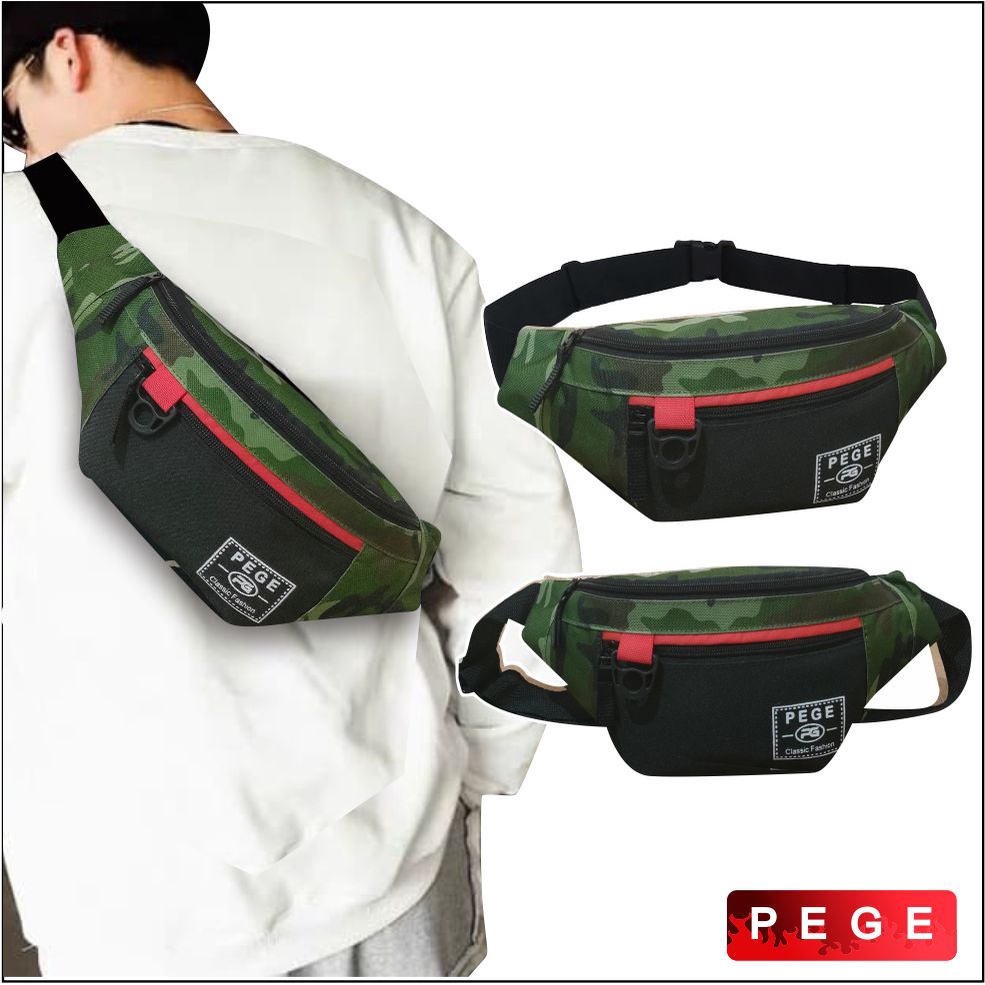 PEGE - 8908 - Tas Selempang Army Tas Pinggang Waistbag Bahu Pria Motif Kombinasi Model Kasual