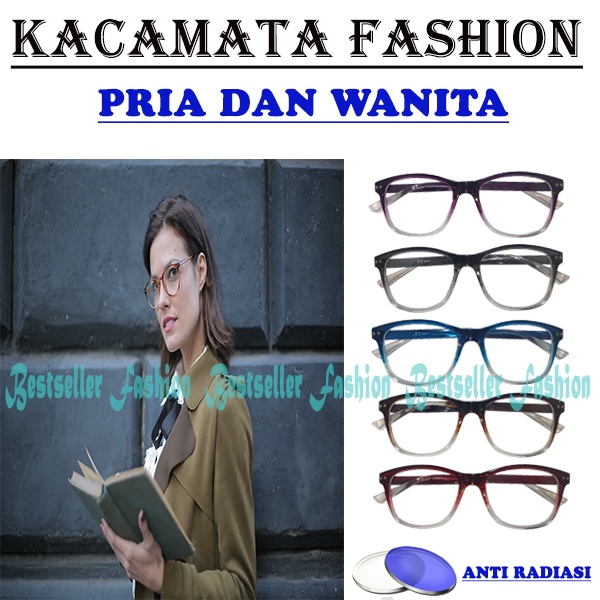 KACAMATA ANTI RADIASI KACA MATA WANITA PRIA FRAME SUNGLASSES LENSA TRANSPARAN IMPOR/KACAMATA SIMPLE FASHION ANTI BLUERAY