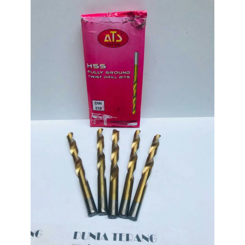 Mata Bor Besi ATS 13mm Kuning - HSS TiN Coated Fully Ground Twist Drill Bits 13 mm