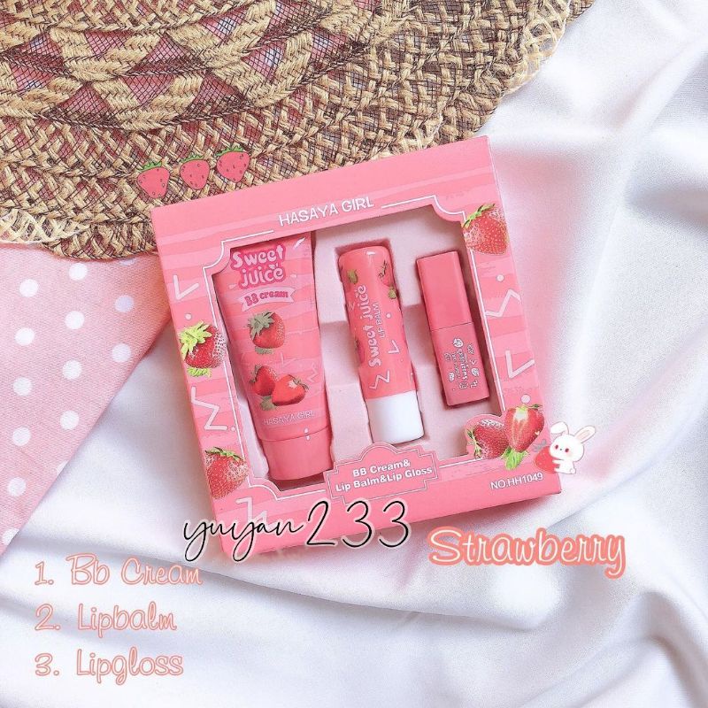 PROMO!!!PAKET 3 IN 1 HASAYA GIRL STRAWBERRY/PEACH HASAYA GIRL