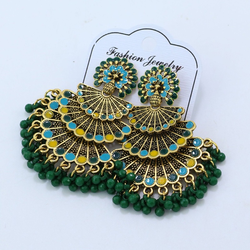 Siy 1 Pasang Anting Tusuk Gantung Desain Merak Enamel Warna Warni Gaya Mewahvintage Untuk Wanita