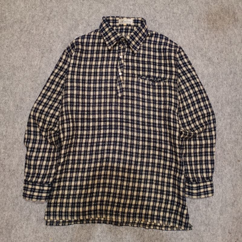 kemeja flannel wool tebal outer oversize ootd casual pria second termurah