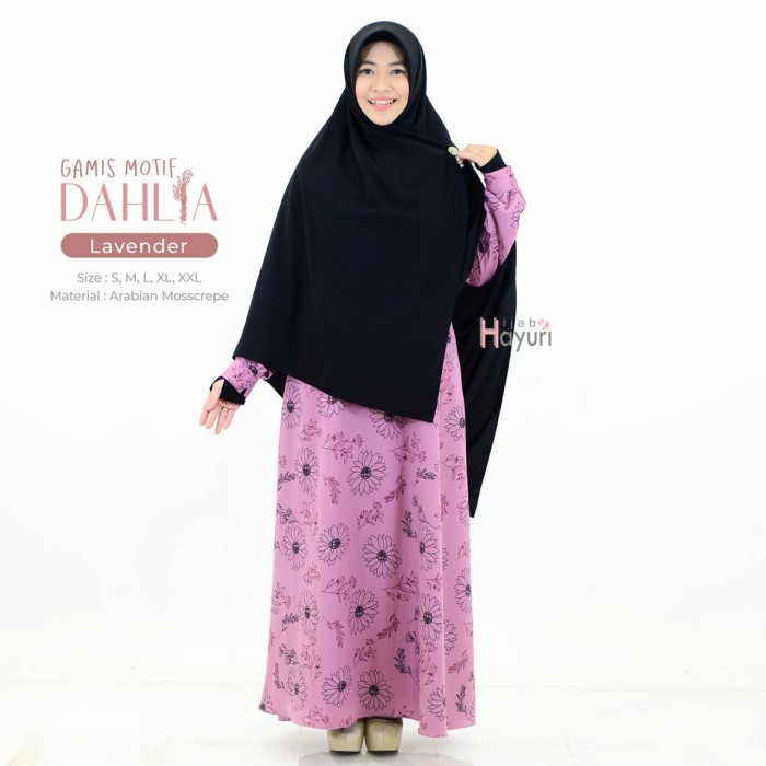 Gamis Motif Dahlia Hijab Hayuri(Lavender) - S