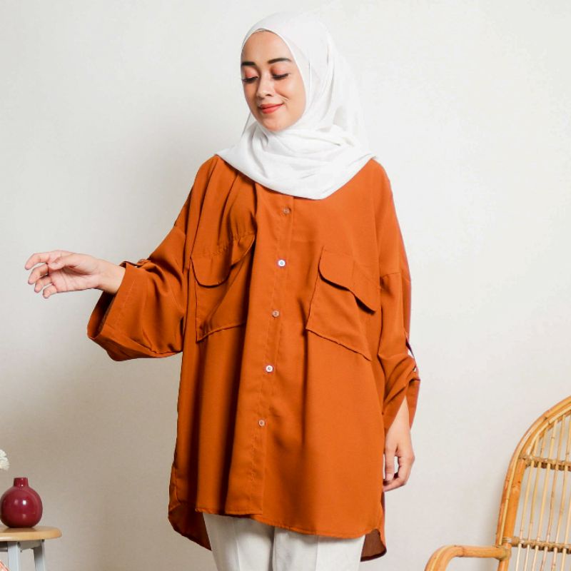 KEMEJA WANITA OVERSIZE POLOS K-2-3