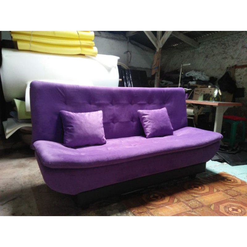 sofa bed minimalis beludru ukuran 180cm