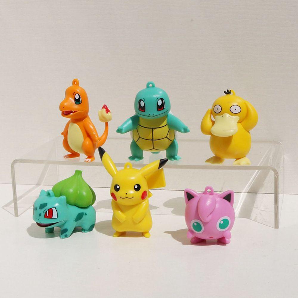 Lanfy Pokemon 6Pcs /Set Hadiah Ulang Tahun Jigglypuff Bulbasaur Charmander Psyduck Tokoh Anime