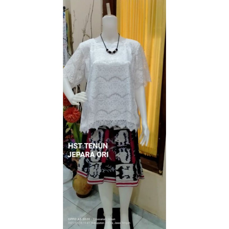 SETELAN TENUN ROK LIPIT & BLUS BROKAT