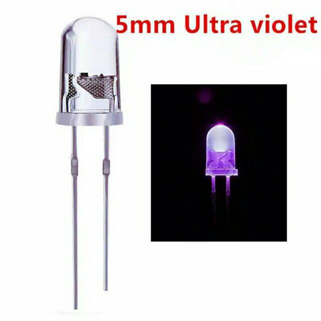 Lampu LED Bening Ungu UV Ultra Violet 5mm Super Bright