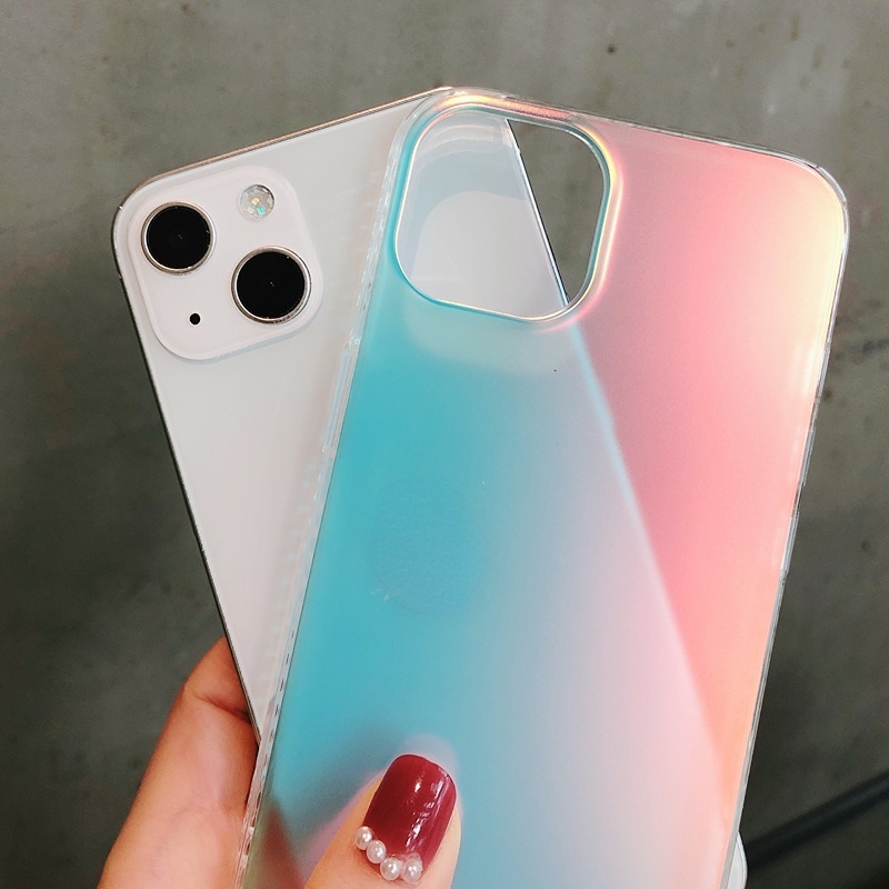 (Laser) Soft Case Hp Warna Gradasi Untuk iPhone 13 / 12 / 11promax / XS MAX / XR / 7 + / 8plus