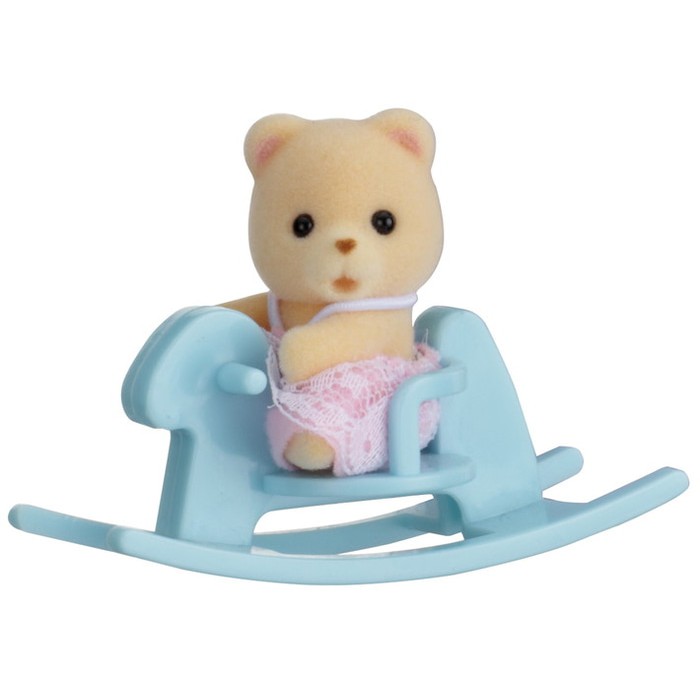 SYLVANIAN FAMILIES ORIGINAL - BABY CARRY CASE BEAR ROCKING HORSE