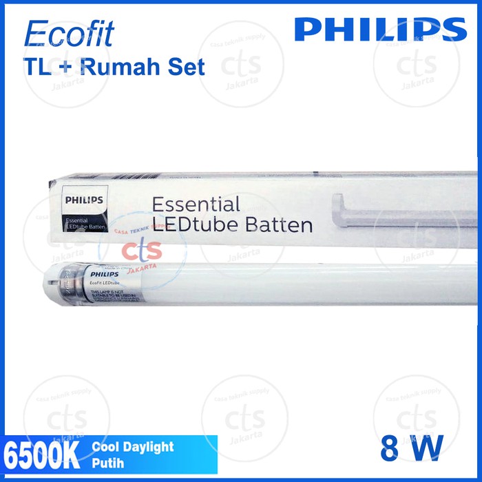 PHILIPS Lampu Philips TL LED SET Ecofit 8 Watt 8Watt 8W 8 W + RUMAH LAMPU LED