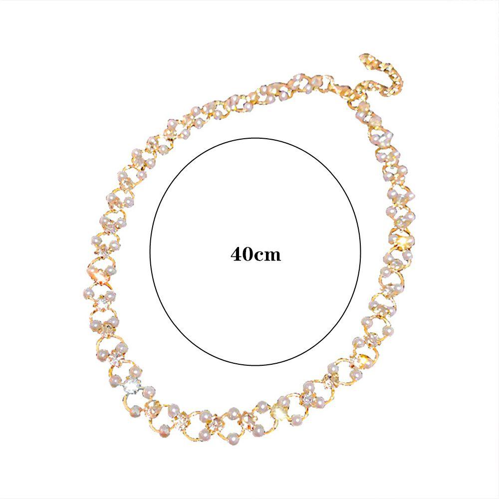 R-flower Pearl Necklace Berlian Imitasi Baru Hias Batu Mutiara Sederhana