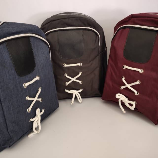 Tas ransel wanita berbahan canvas nylon motif tali