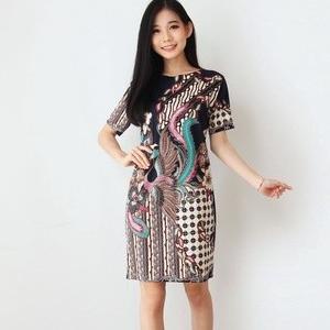 Baju Batik Wanita - Dress Batik Cewek Modern 038 GTW - Navy Termurah