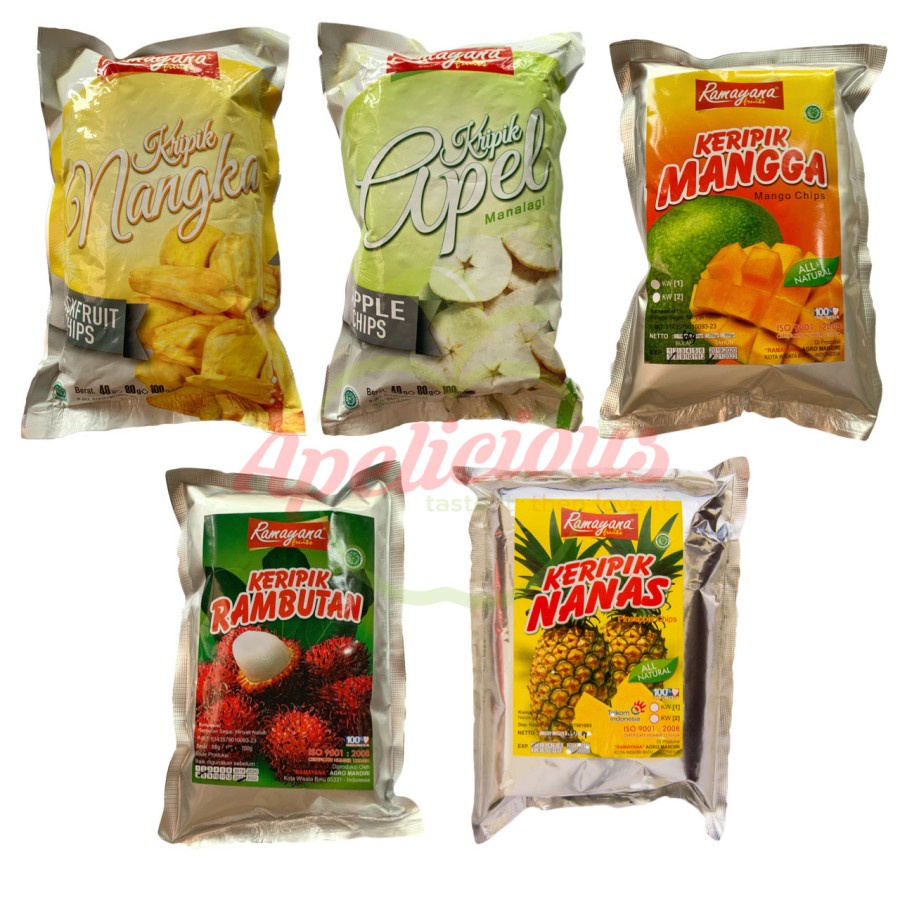 

Keripik buah apel, nangka, salak, nanas mangga kripik oleh-oleh malang - Nangka