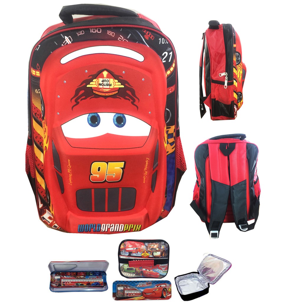 Tas Ransel Sekolah Anak SD Cars 3D Timbul Hard Cover LBKP