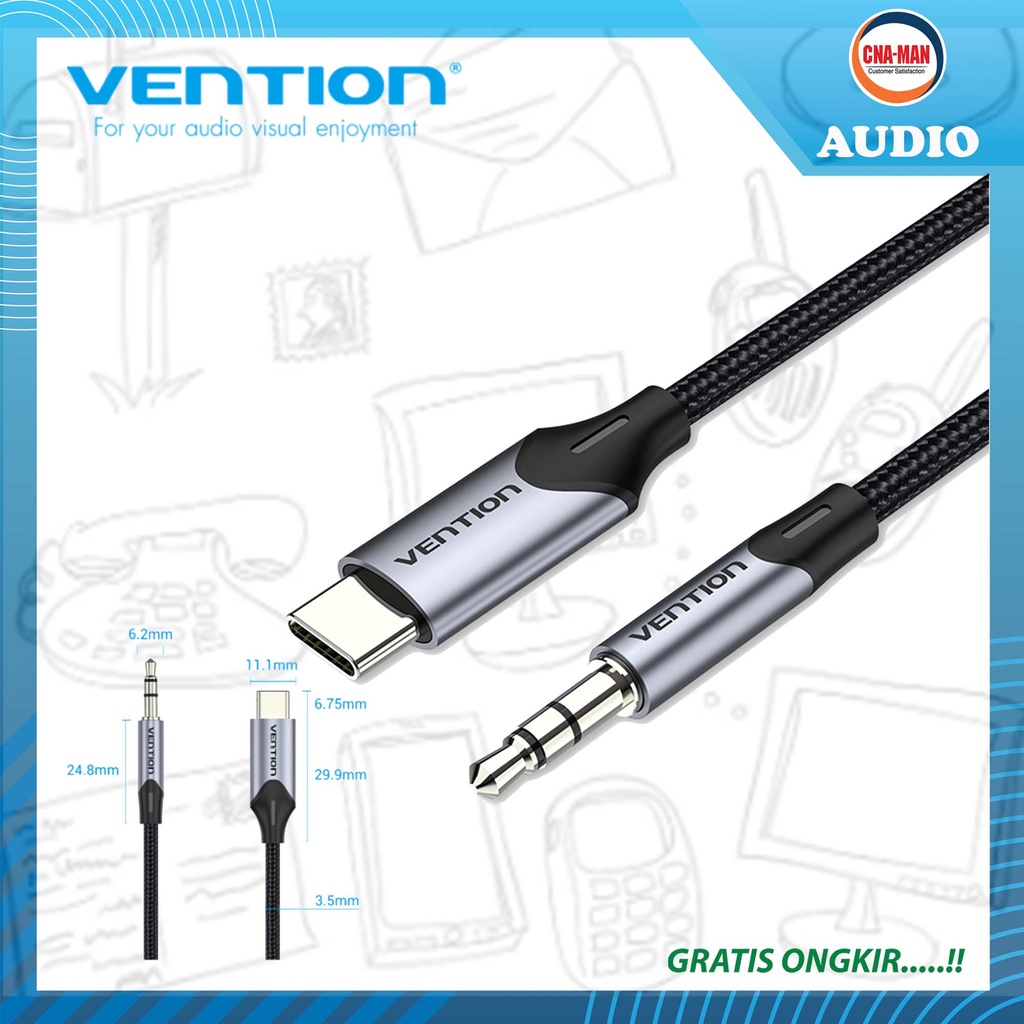 Vention Kabel USB C to Aux Audio 3.5mm Braided JacK 1M 1.5M