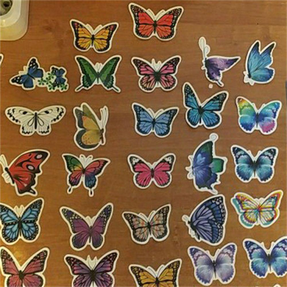 50pcs / Lot Stiker Kupu-Kupu Elegan Multifungsi Untuk Mobil / Laptop / Gitar / Skateboard