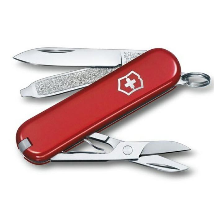 JUAL Victorinox Classic SD - 7 tools, swiss army knife, multitool - Merah