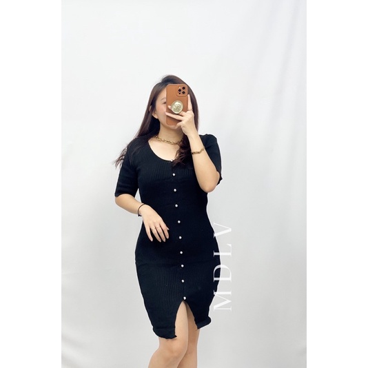 MDLV ~ DRESS JULLES BUTTON BODYCON