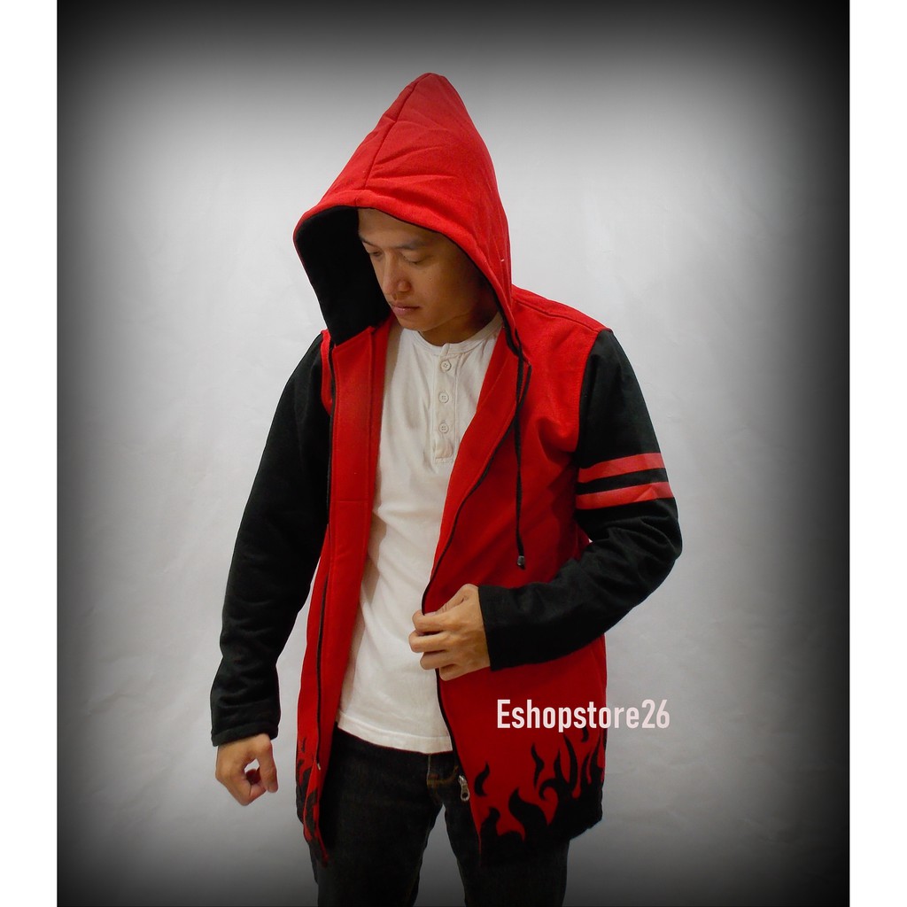 Jaket Jubah Hoodie Anime Naruto Yondaime Hokage Merah