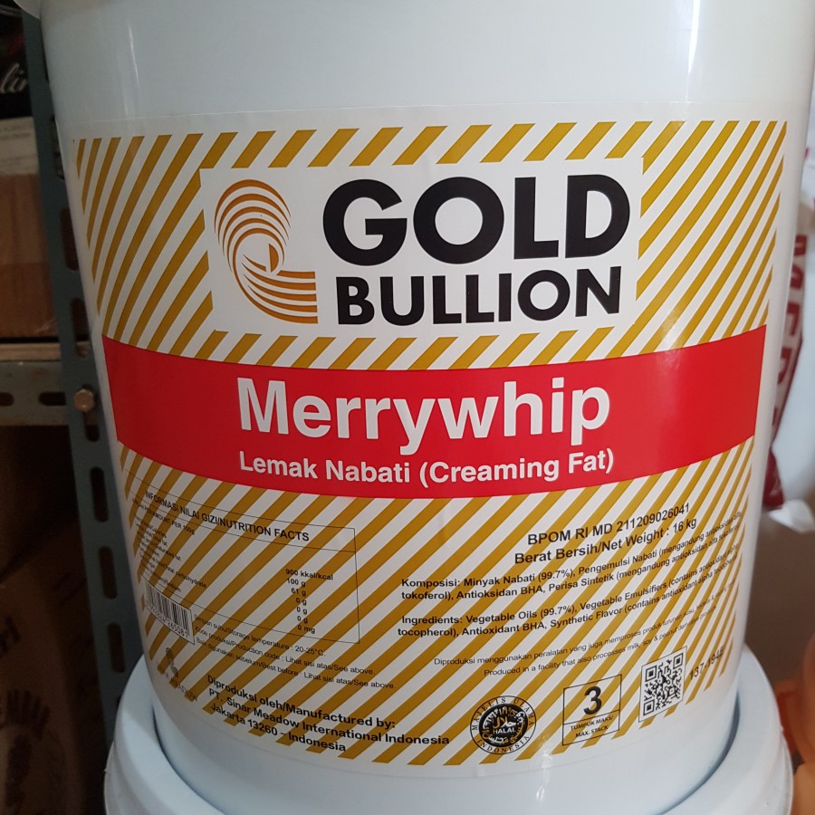 

Mentega Putih Shortening Gold Bullion MerryWhip Lemak Nabati Repac 1Kg