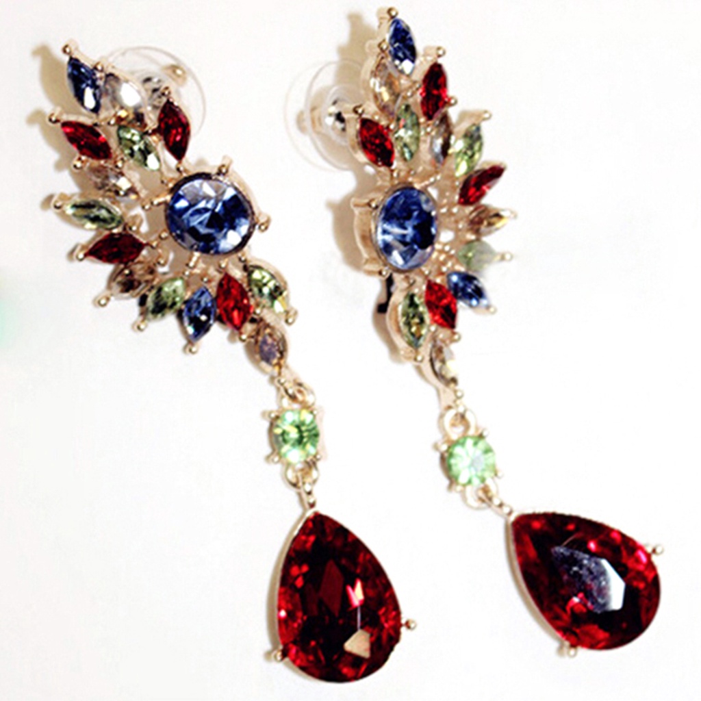 Hu Hu Hu Hu Hu Alat Bantu Pasang Kacamata♡ Anting Tusuk Gantung Panjang Bentuk Sayap Hias Berlian Imitasi Untuk Wanita