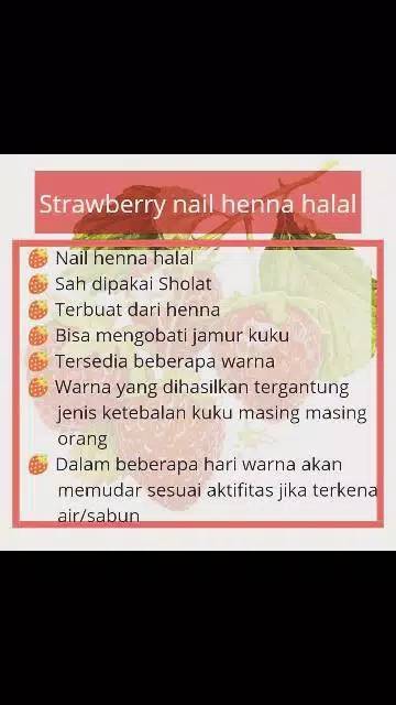 Strawberry Nail Henna Hena Halal Polish Cat Kuku Kutek Kutex Art Sticker Perawatan Kecantikan kutekhitam hennahitam nailart naildesign nailartstepbystep nailpolish nailarttutorial nailartimages belikutekhalal kutekhalal kutekpacararab