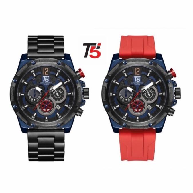 Jam Tangan Pria Fashion Analog T5 H 3867 Set Spesial Edition Original