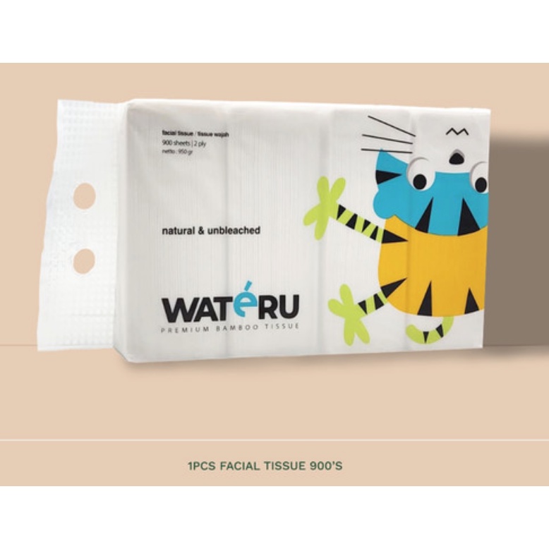 Wateru Premium Bamboo Tissue - Facial Tissue (900s)