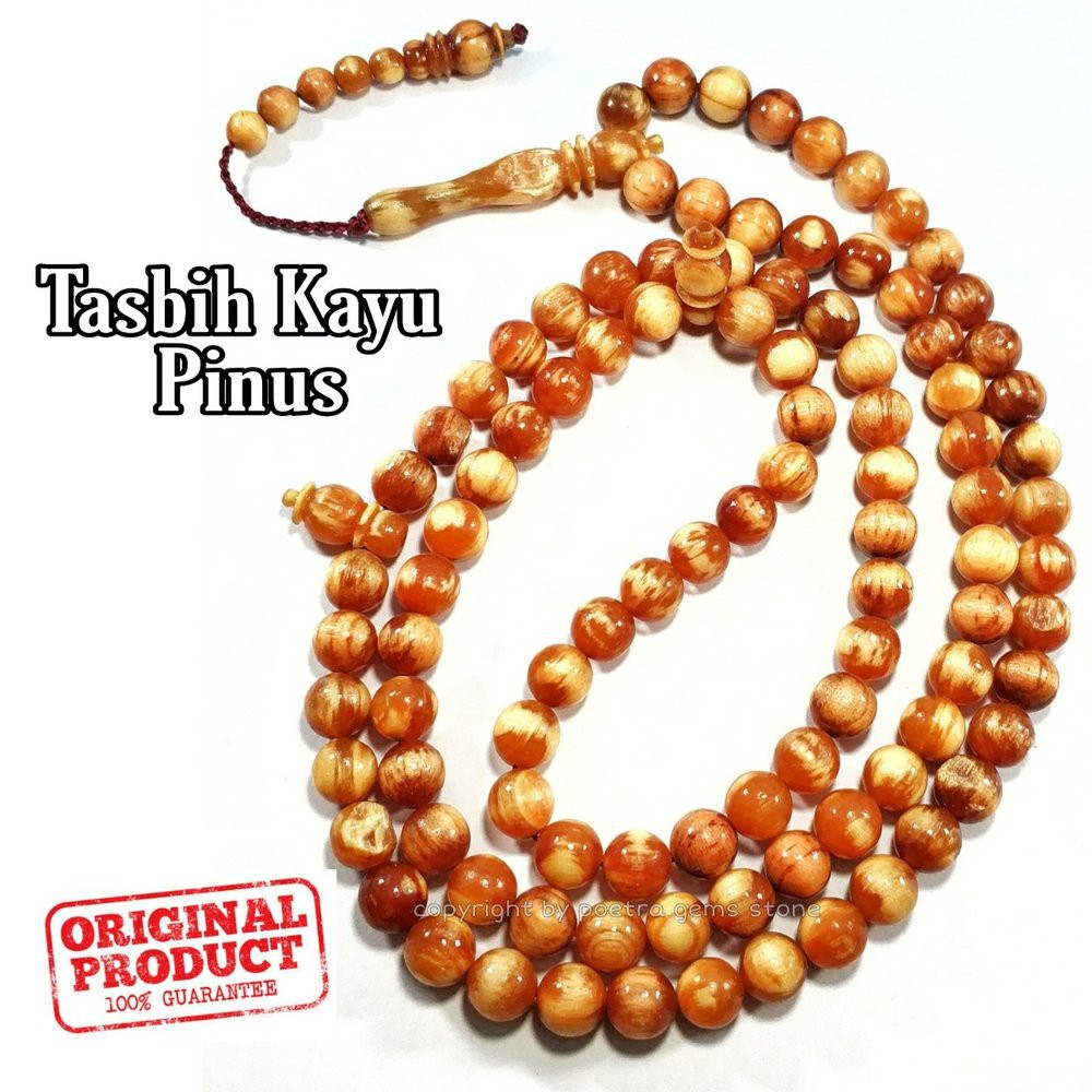 TASBIH KAYU PINEWOOD AMBER PINUS ASLI JAMINAN BERGARANSI