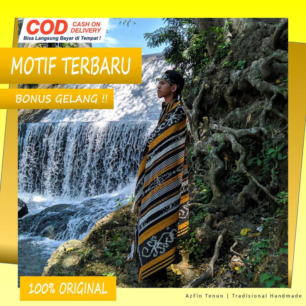 Kain tenun etnik biru kalimantan meteran murah