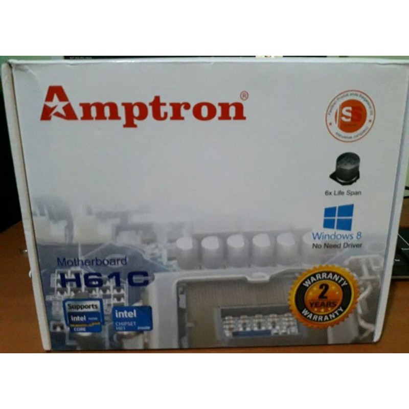 Paket Motherboard Amptron H61 LGA 1155 Processor Intel Core i3 3240 RAM DDR3 4GB