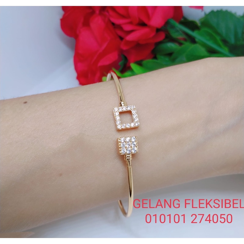 Gelang Tangan Fleksibel Bangle Wanita Titanium Xuping Perhiasan Aksesoris Fashion Lapis Emas Anti Karat