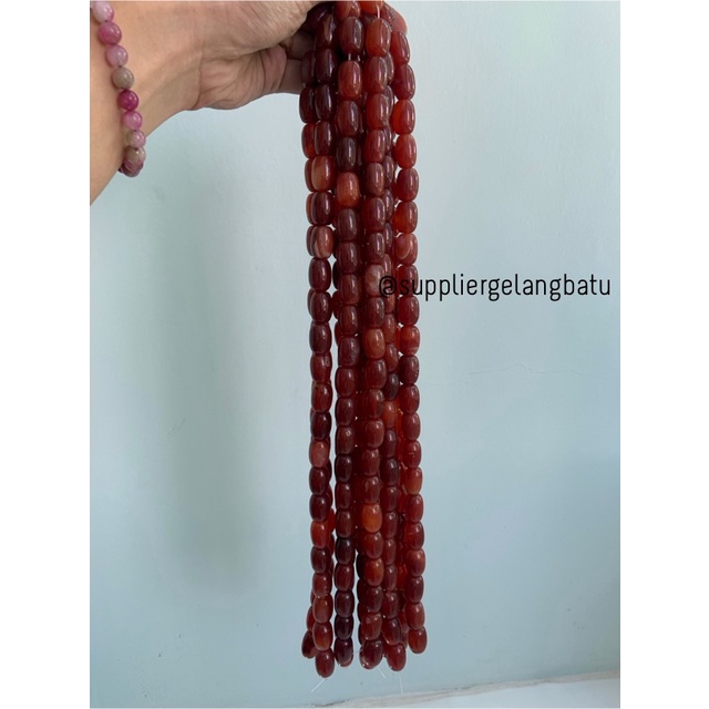 batu alam Penden tabung carnelian orange manau 2 x 1,5 cm kalimantan