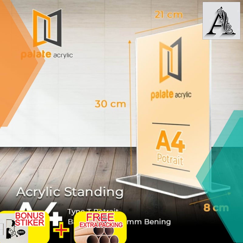 

Terlaris AKRILIK DISPLAY A4 T PORTRAIT / TEMPAT BROSUR/ TENT CARD ACRYLIC 1.5MM