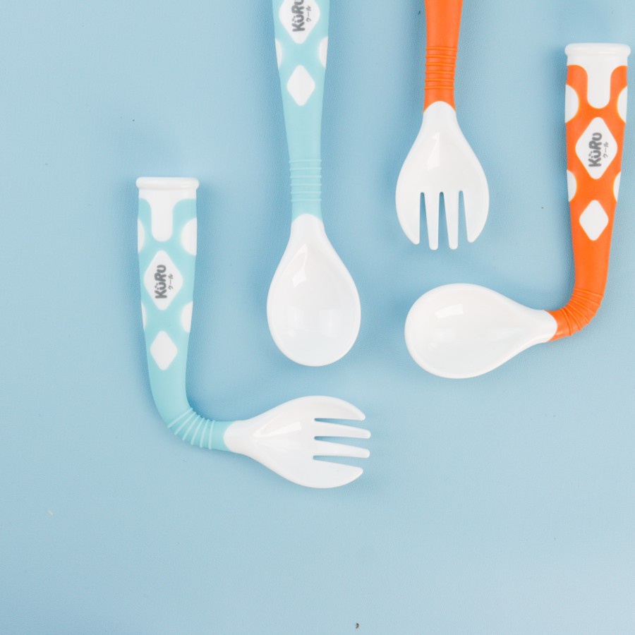 KURU Sendok Garpu Makan Bayi Baby Flexi Fun Spoon and Fork Set