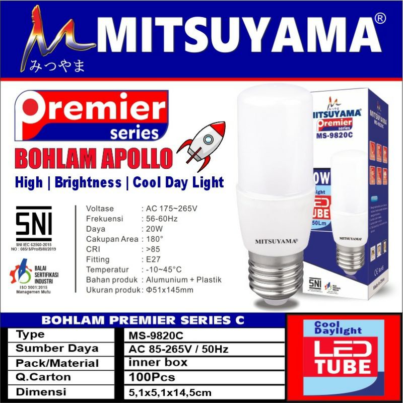 LAMPU BOHLAM LED PREMIER 20WATT PUTIH