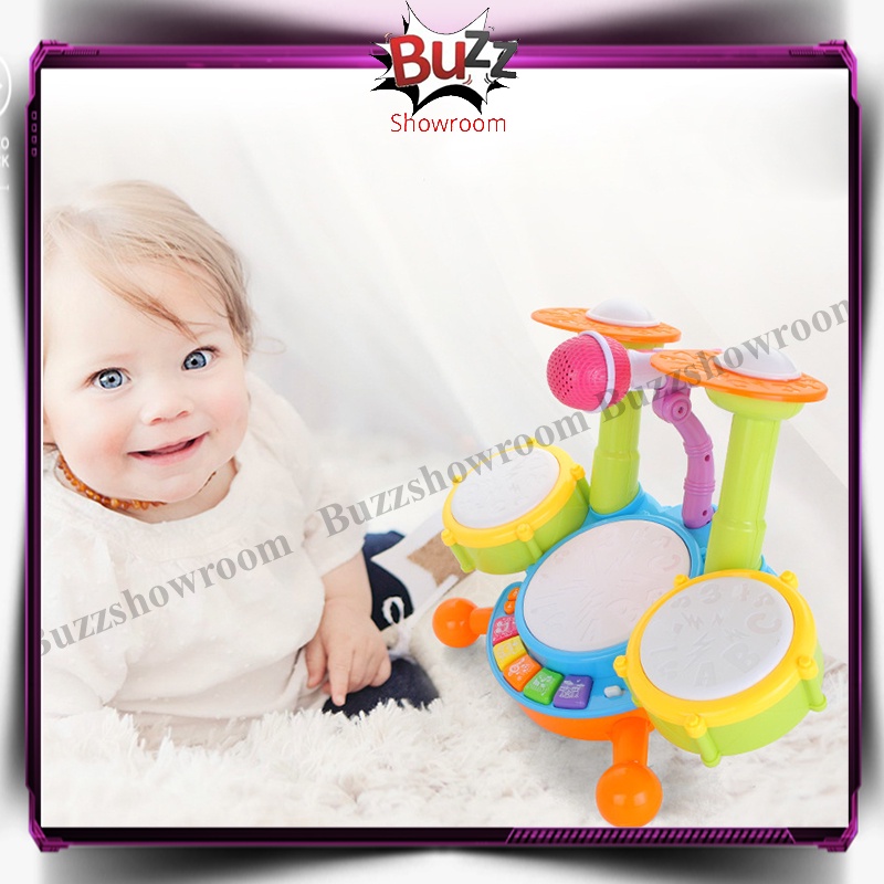 Baby Drum Set Mainan Anak Jazz Drum Set Bayi Electric Music Mic