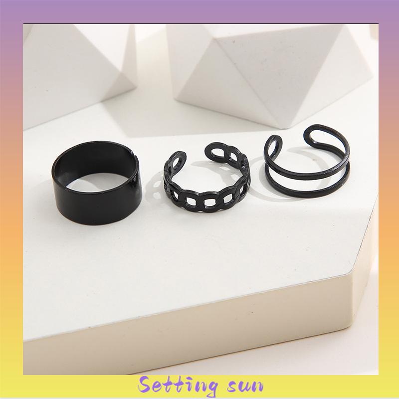 3pcs Set Cincin Jari Knuckle Gaya Vintage Punk Korea Untuk Pria Dan Cincin Wanita TN