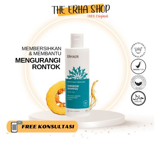 ERHA Hair grow shampo perawatan rambut rontok | Shampo menguatkan akar rambut.