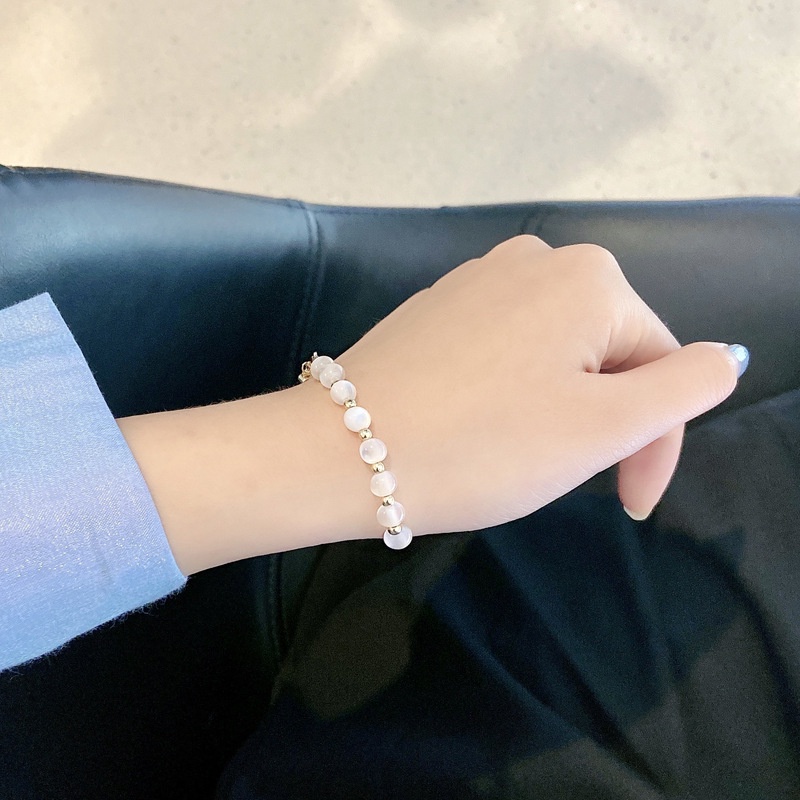 Gelang Manik-Manik Bulat Asimetris Transparan Desain Opal Estetik Untuk Hadiah