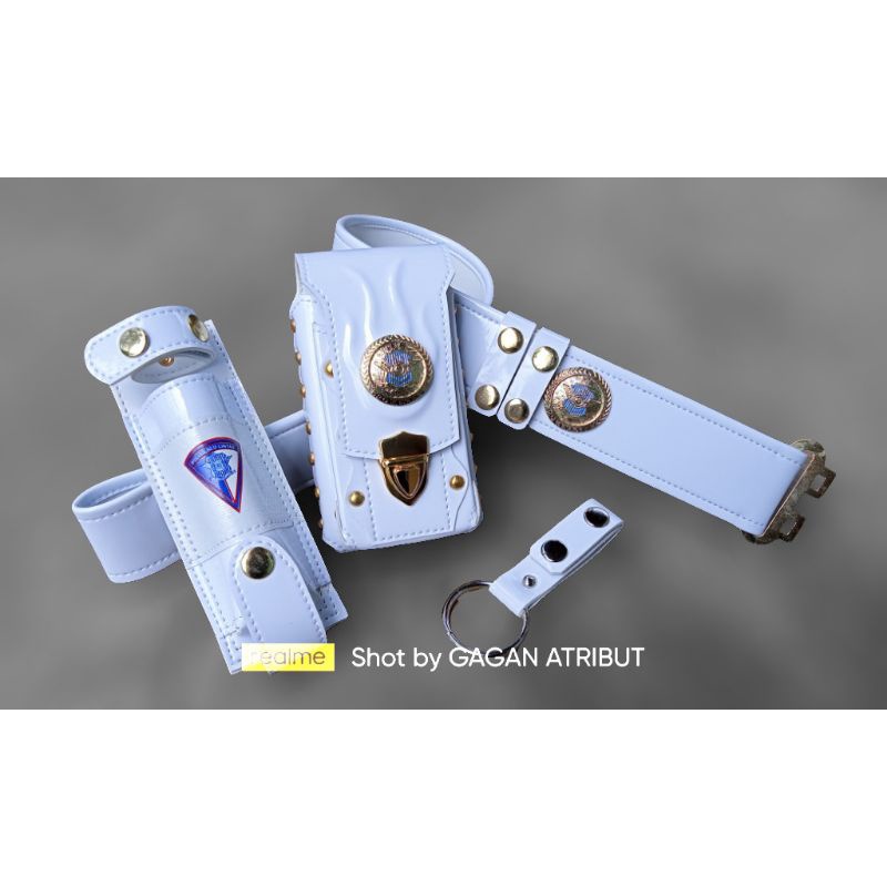 KOPEL SET PDH PUTIH LANTAS POLANTAS POLRI POLISI LOGO LOGAM COR