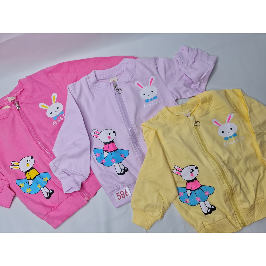 Jaket Anak Perempuan 1 - 4 tahun Merah Muda motif Rabbit Kelinci