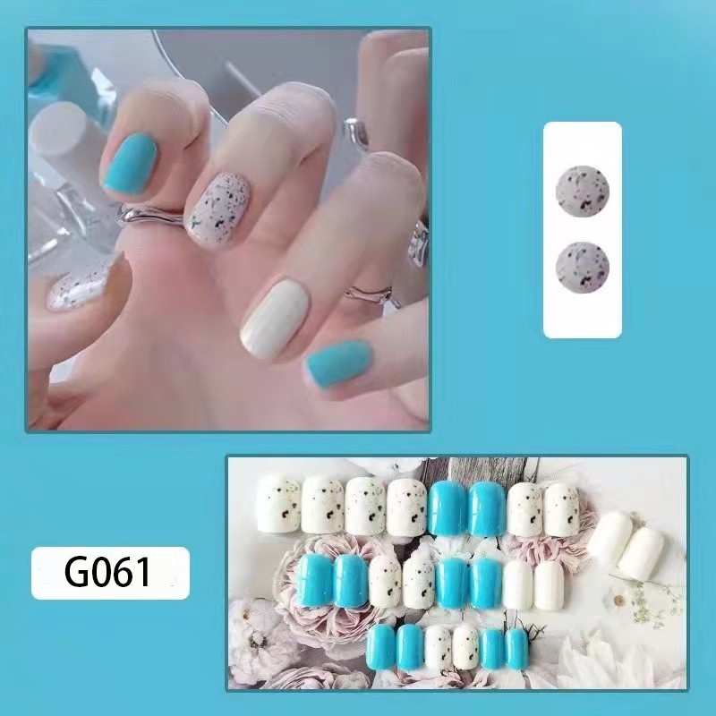 3D Kuku Palsu 24pcs/(FREE LEM)Set DIY Instant Nail Art Fake Nails Bridal Wedding Akrilik/24 pcs Kuku Palsu 3D / Stiker Kuku Palsu / Kuku Palsu Premium With Box/ Pemoles Kuku-G061