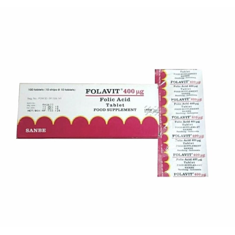 Folavit 400 strip 10 tablet ( memenuhi kebutuhan asam folat ibu hamil )