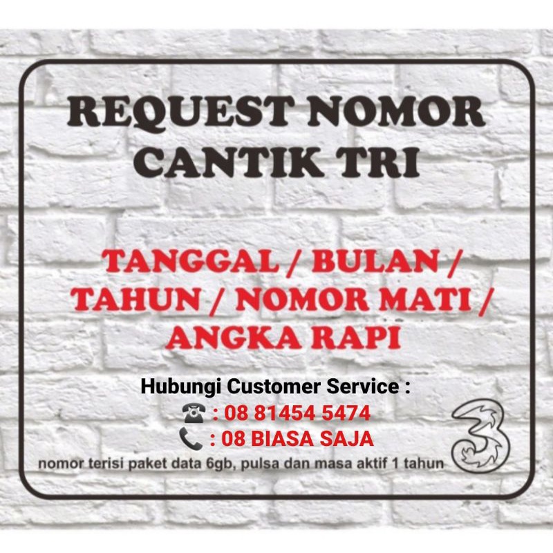 TERIMA JASA REQUEST NOMOR TRI/THREE/3