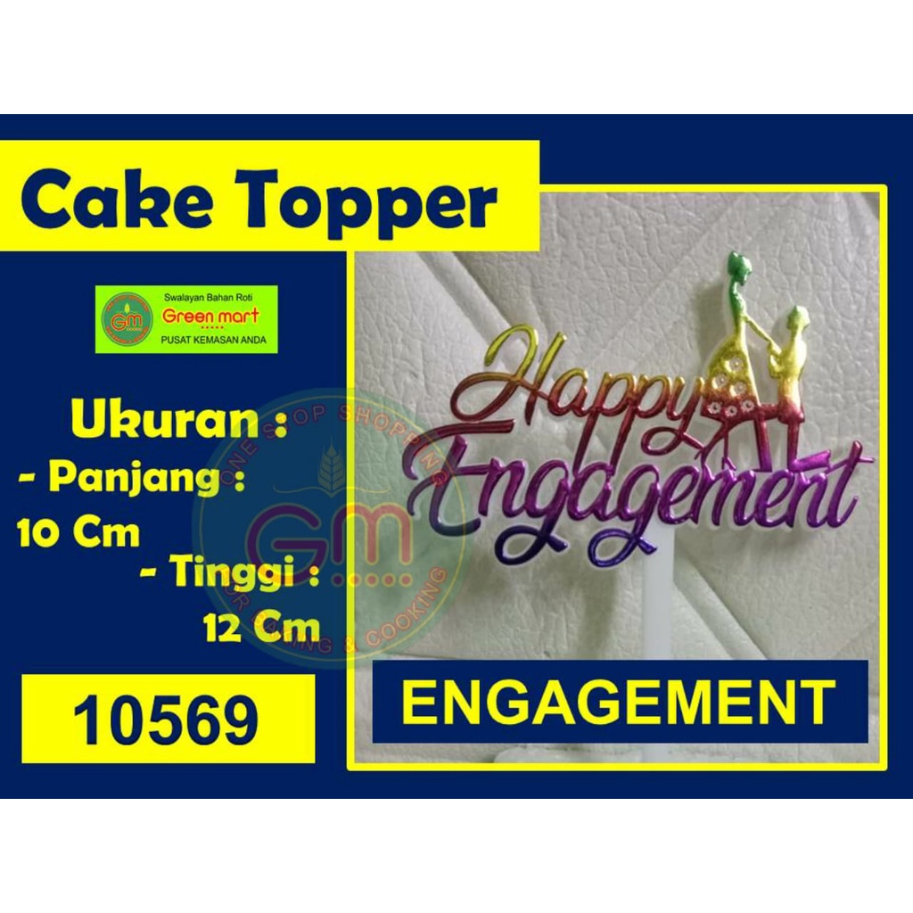 Cake Topper Happy Engagement Untuk Pertunangan Lamaran Eksklusif Bahan Plastik Hiasan Kue Tart Ulang