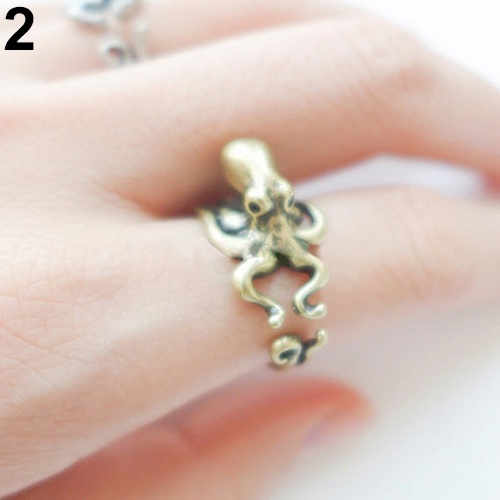 Hu Hu Hu Hu Hu Alat Bantu Pasang Kacamata♡ Cincin Knuckle Adjustable Bentuk Gurita Gaya Retro Untuk Pria / Wanita